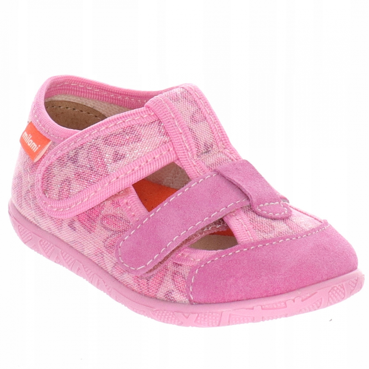 Milami 118 BR-61 Pink kapcie dziewczęce różowe na rzepy roz.26