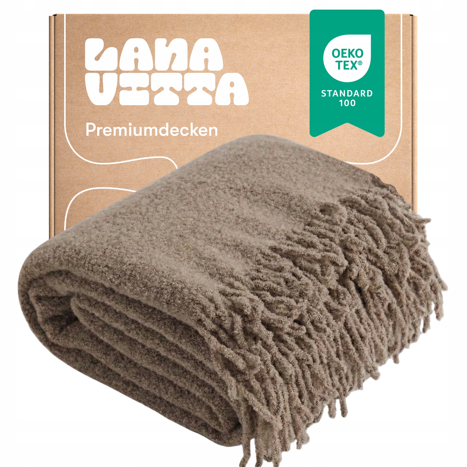 Deka Boucle Premium Vlněný přehoz na postel Pled Cappuccino 140х200 cm