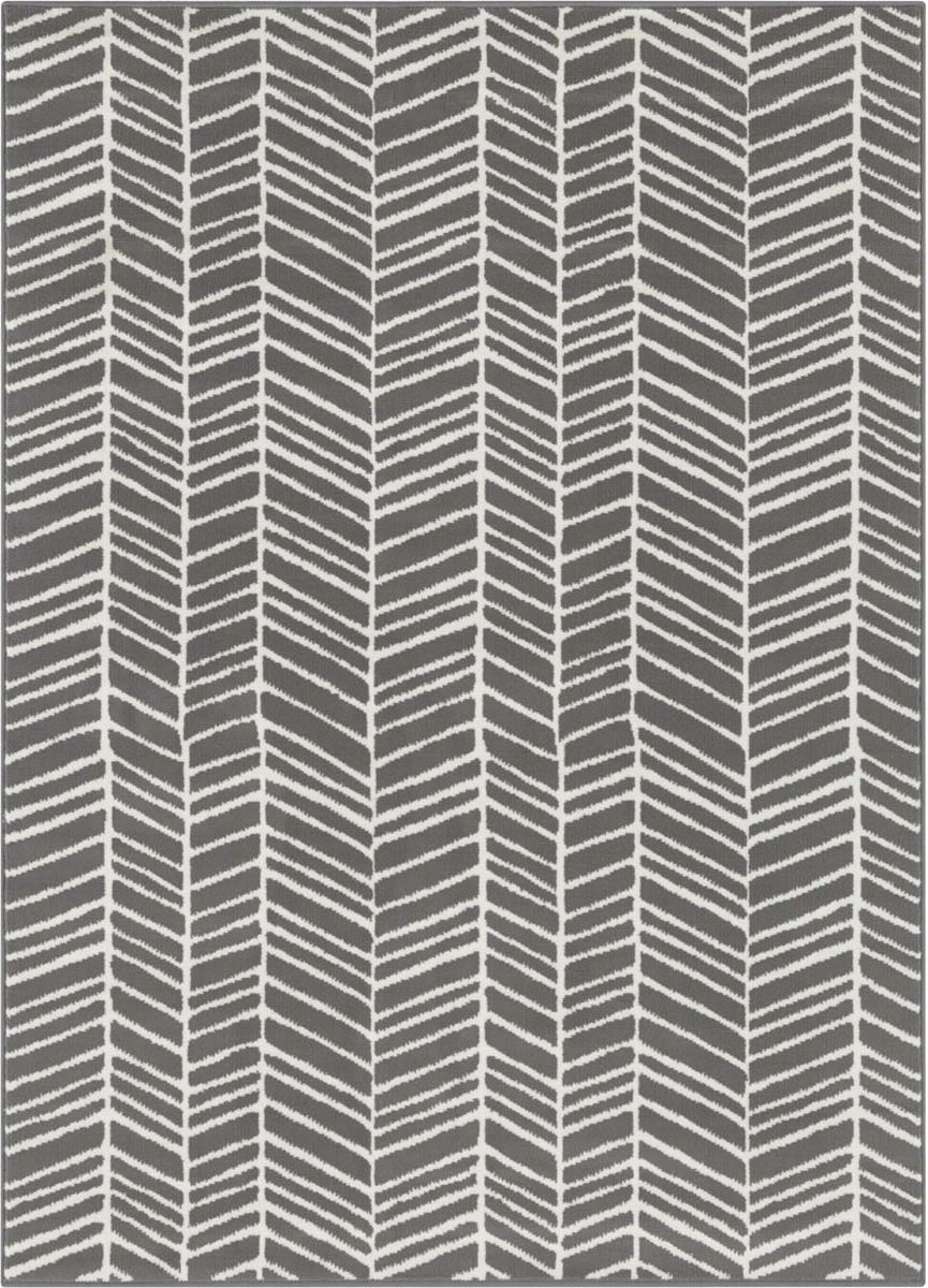 Moderný šedo-krémový koberec do obývačky s mäkkým krátkym vlasom 180 x 260 cm