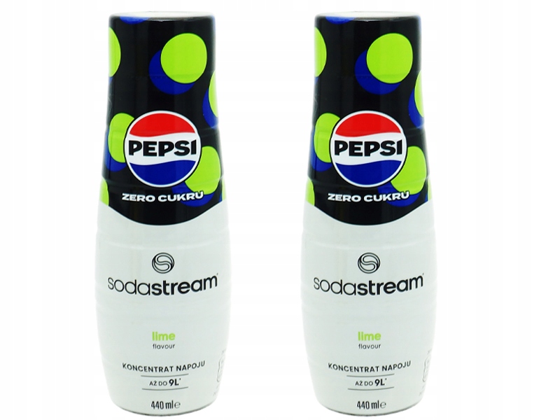 2x SYROP KONCENTRAT SODASTREAM PEPSI MAX LIME LIMONKA 9L NAPOJU Z 440ML Stan opakowania oryginalne