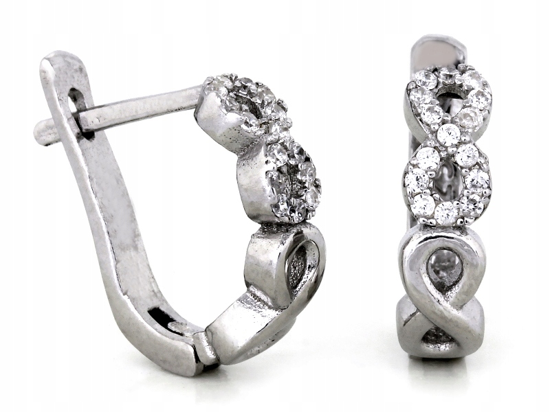 Stříbrné náušnice 925 ks, anglické zirkony zapínání