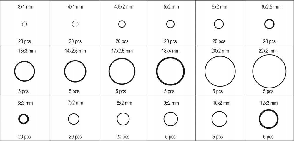ZESTAW O-RINGÓW GUMOWYCH 225SZT YT-06877 YATO Marka Yato