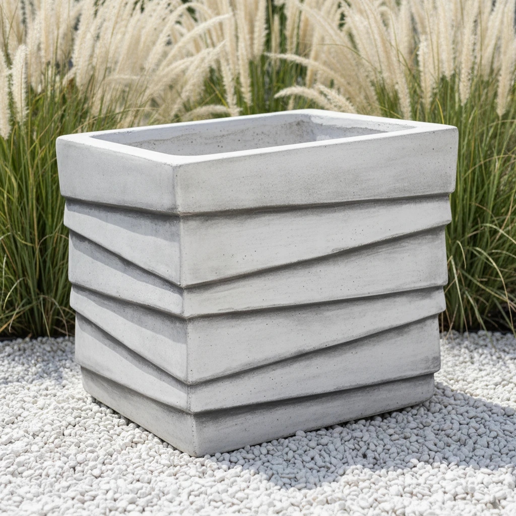 Zahradní figurka Květináč nízká H: 27 cm betonová