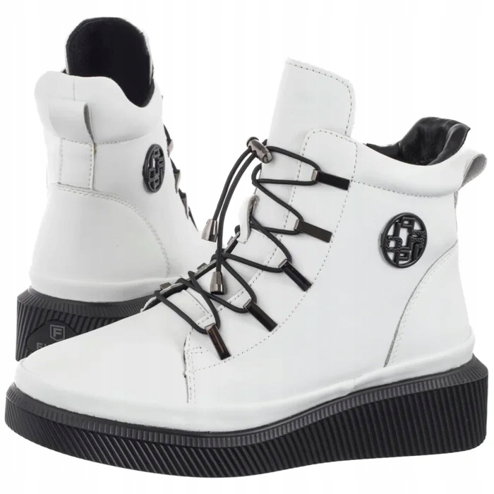 Dámské Kožené Boty Kotníkové Boty Filippo Bílé DBT7416/25 White