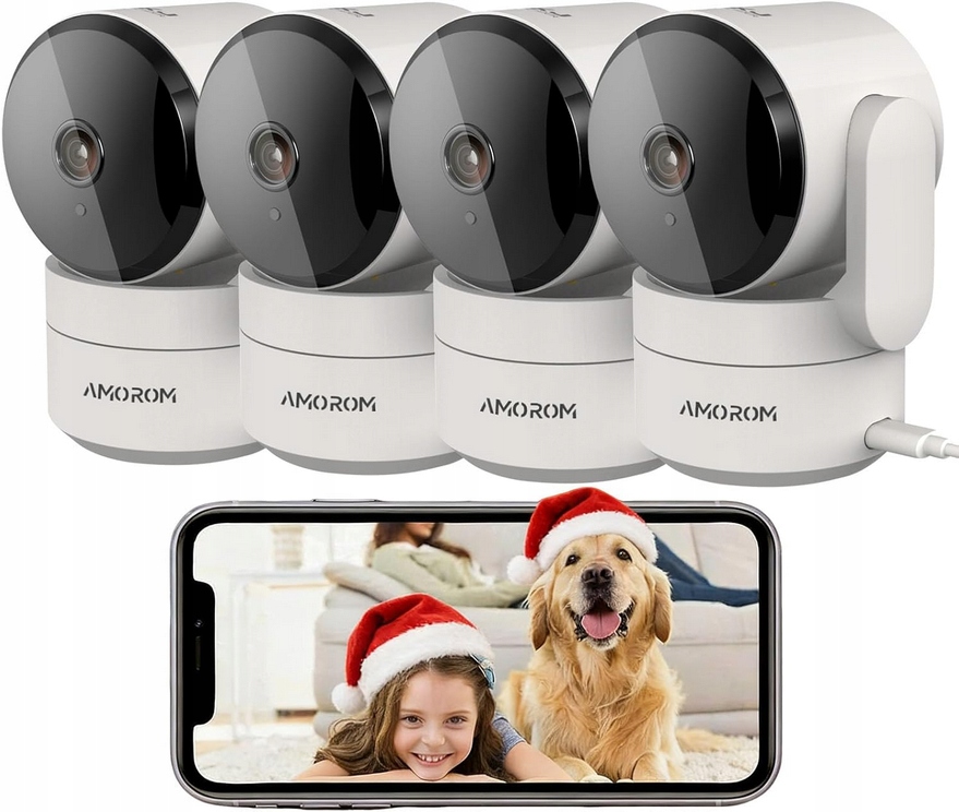 Kamera wewnętrzna Wifi 1080P obrót 360° detektor ruchu zestaw 4 sztuk