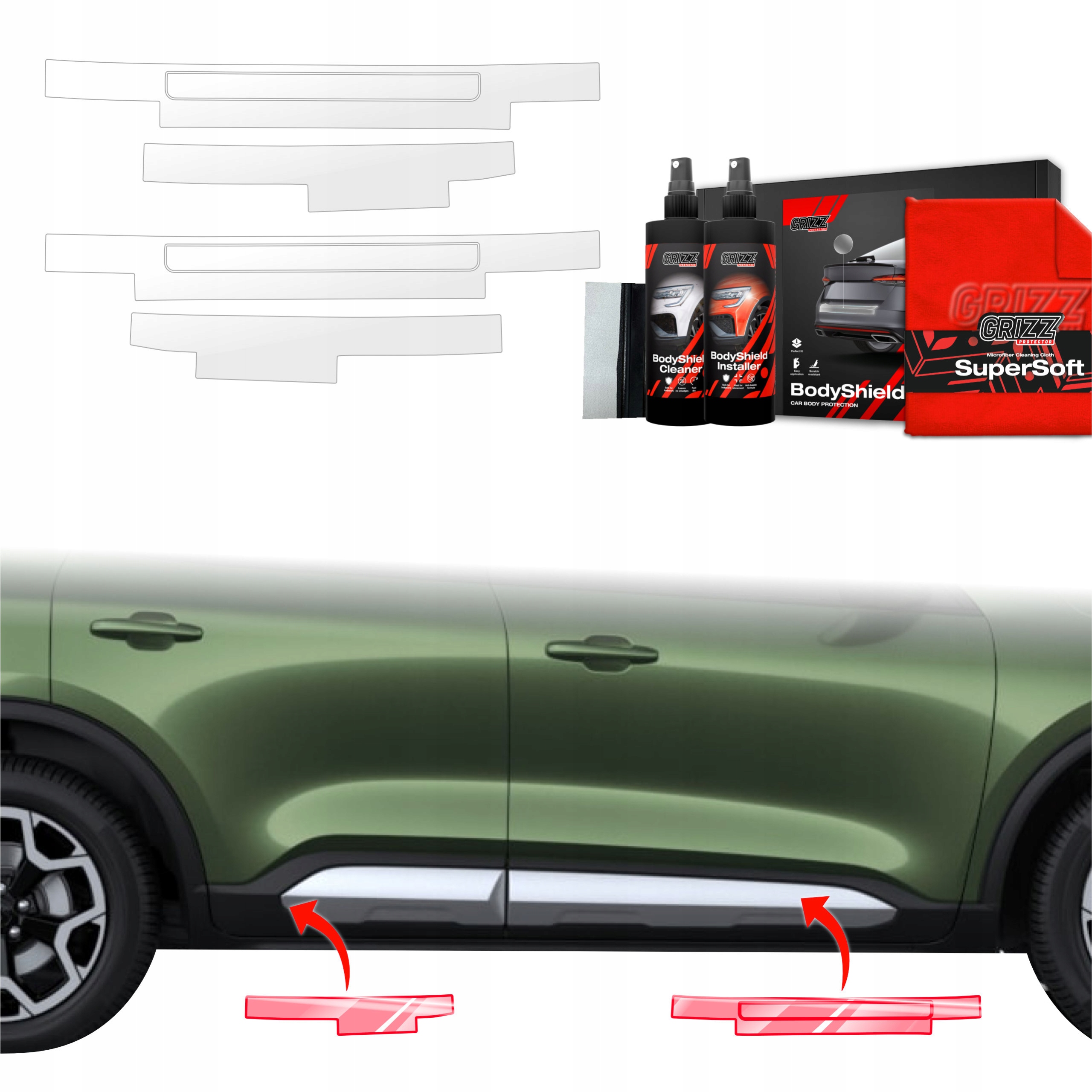 4v1 Fólie Ppf na prahy s nástavci pro Kuga Active Facelift (2024-2025)