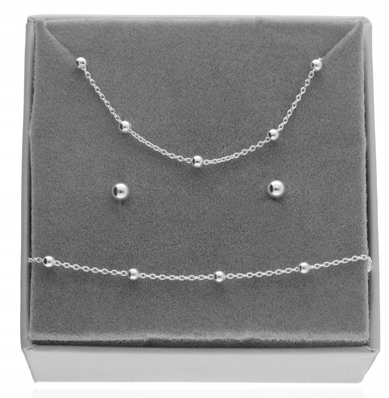 Stříbrný Módní Komplet Šperků S Kuličkami Kuličky Stříbro 925 50 cm