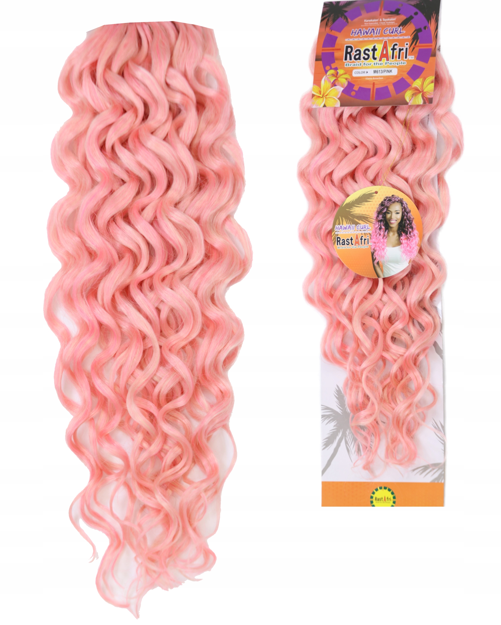 Rastafri Afroloki Syntetyczne Włosy Loki Do Wplotu Hawaii Curl 613/Pink