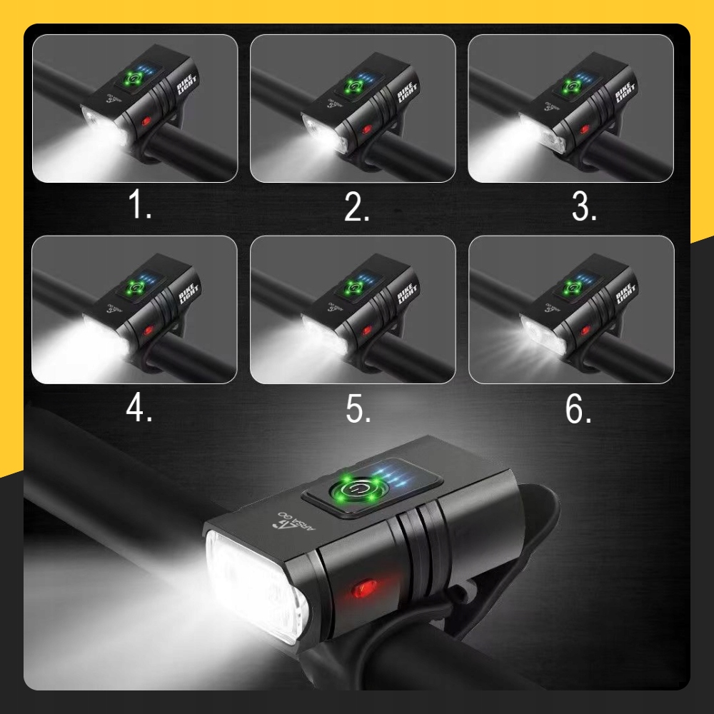 LAMPKA ROWEROWA PRZEDNIA TYLNA LED PRZÓD AKUMULATOROWA ZESTAW LAMPEK USB Źródło światła dioda LED