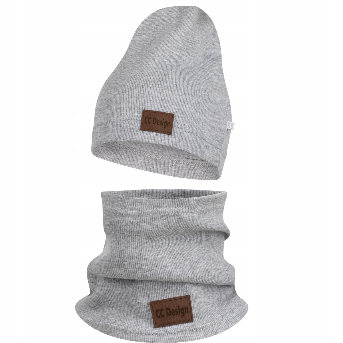 

Komplet Czapka I Komin Prążek szary melanż 56-60