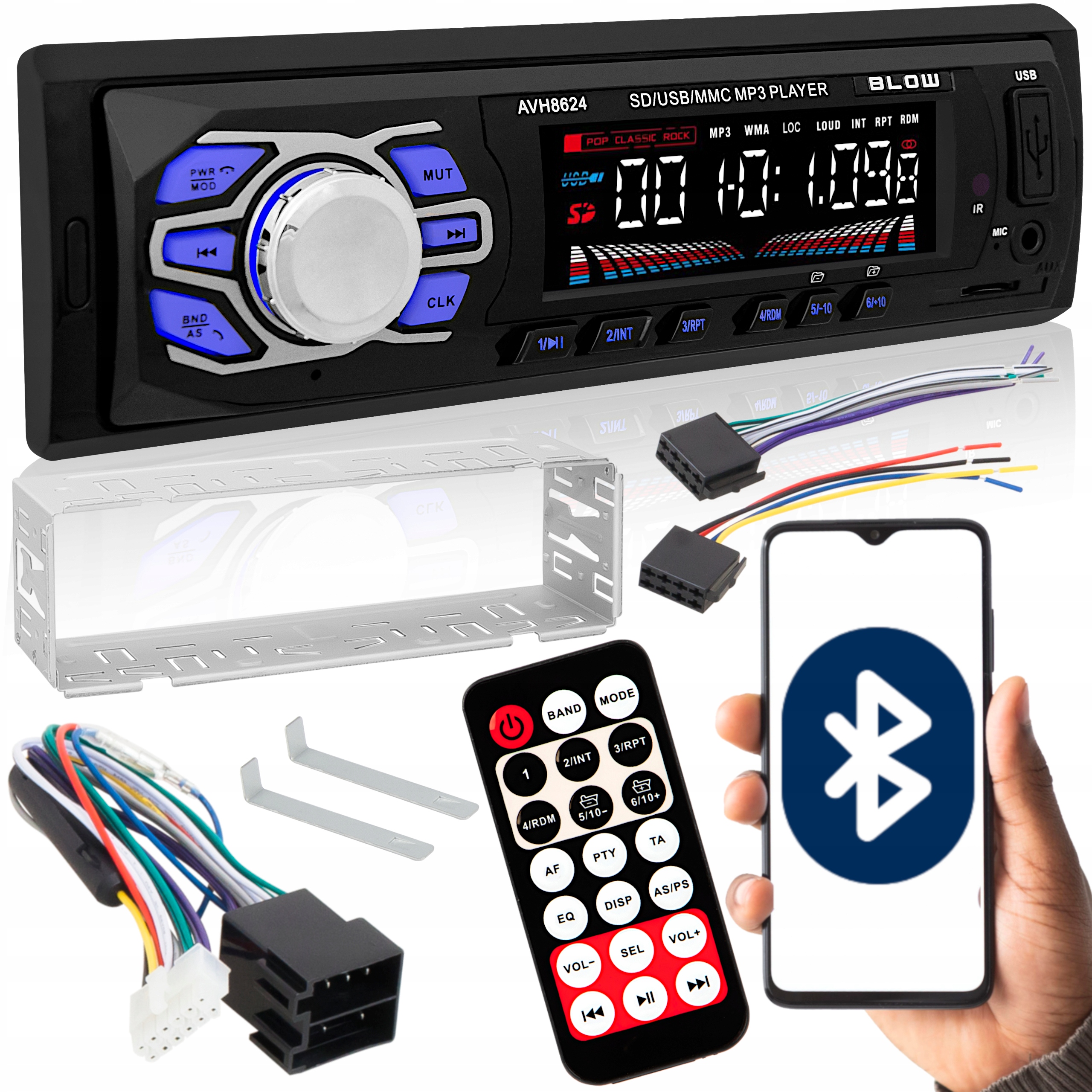 Автомобильный радиоприемник BLOW Bluetooth USB SD MP3 RDS