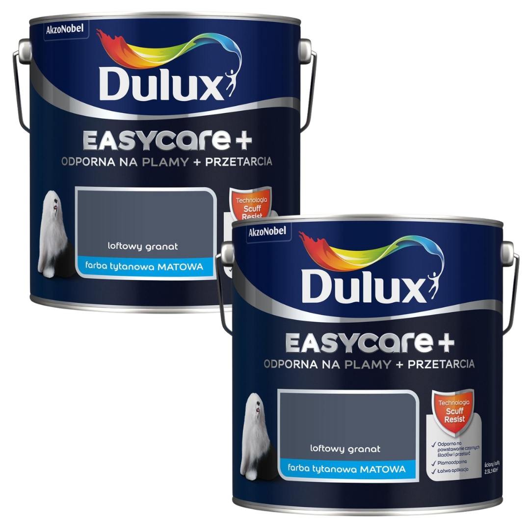 Set Dulux Barva 2x2,5L Nástěnná Easycare+ Loftová Granátová 5L