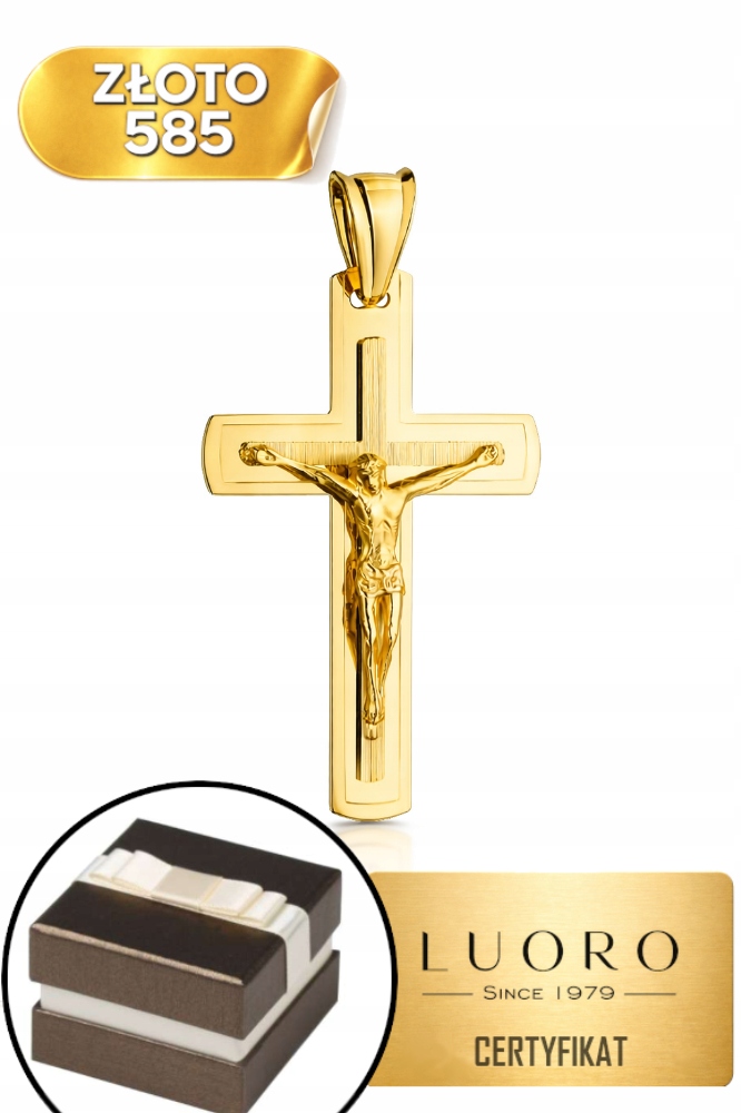 Zlatý Křížek 585 14K Satinované Žluté Zlato 4,5 CM Prestižní