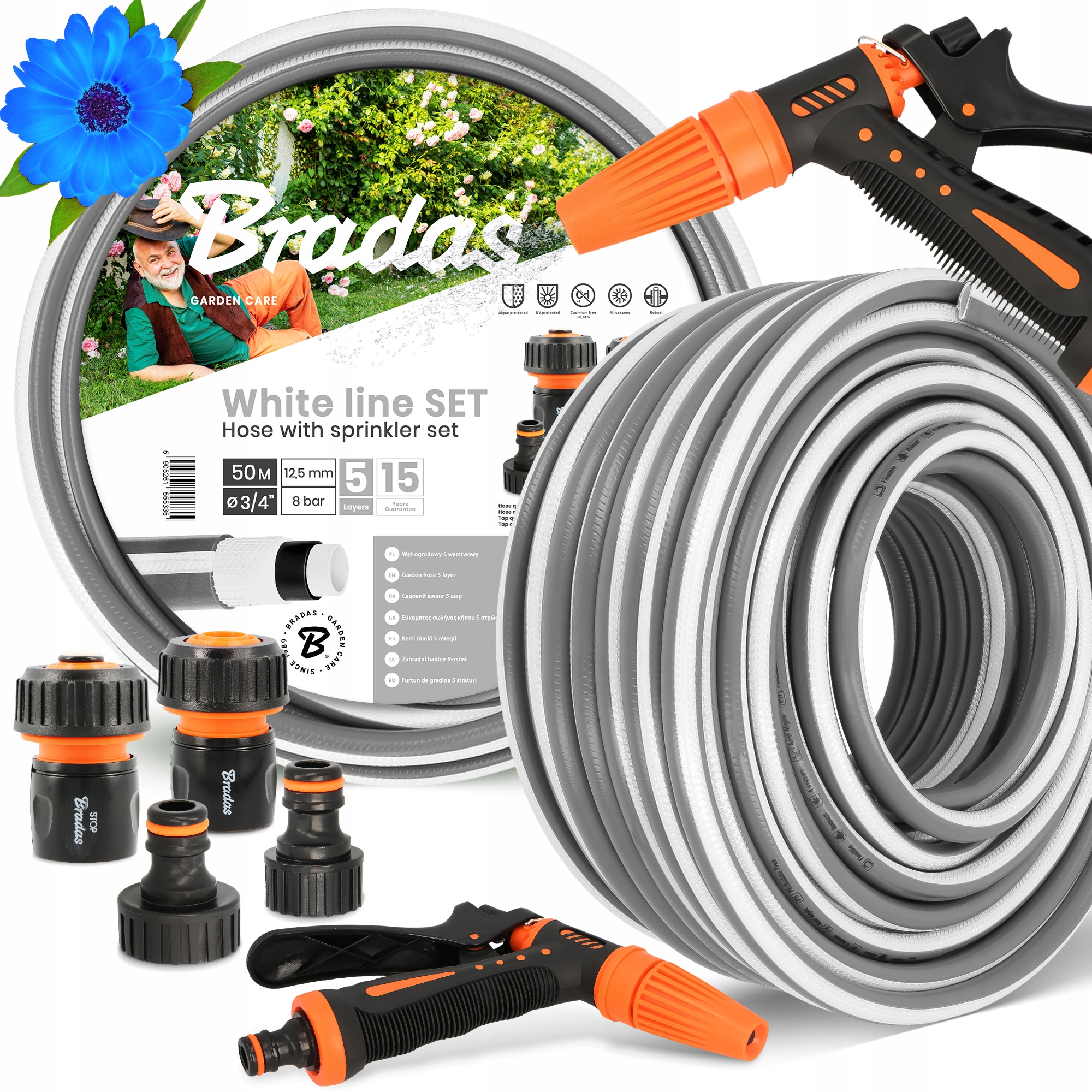 Záhradná Hadica 3/4 Vody Zvinovacia Elastická Zalievanie 50 m Šlauf 5-VRSTVOVÁ Yo