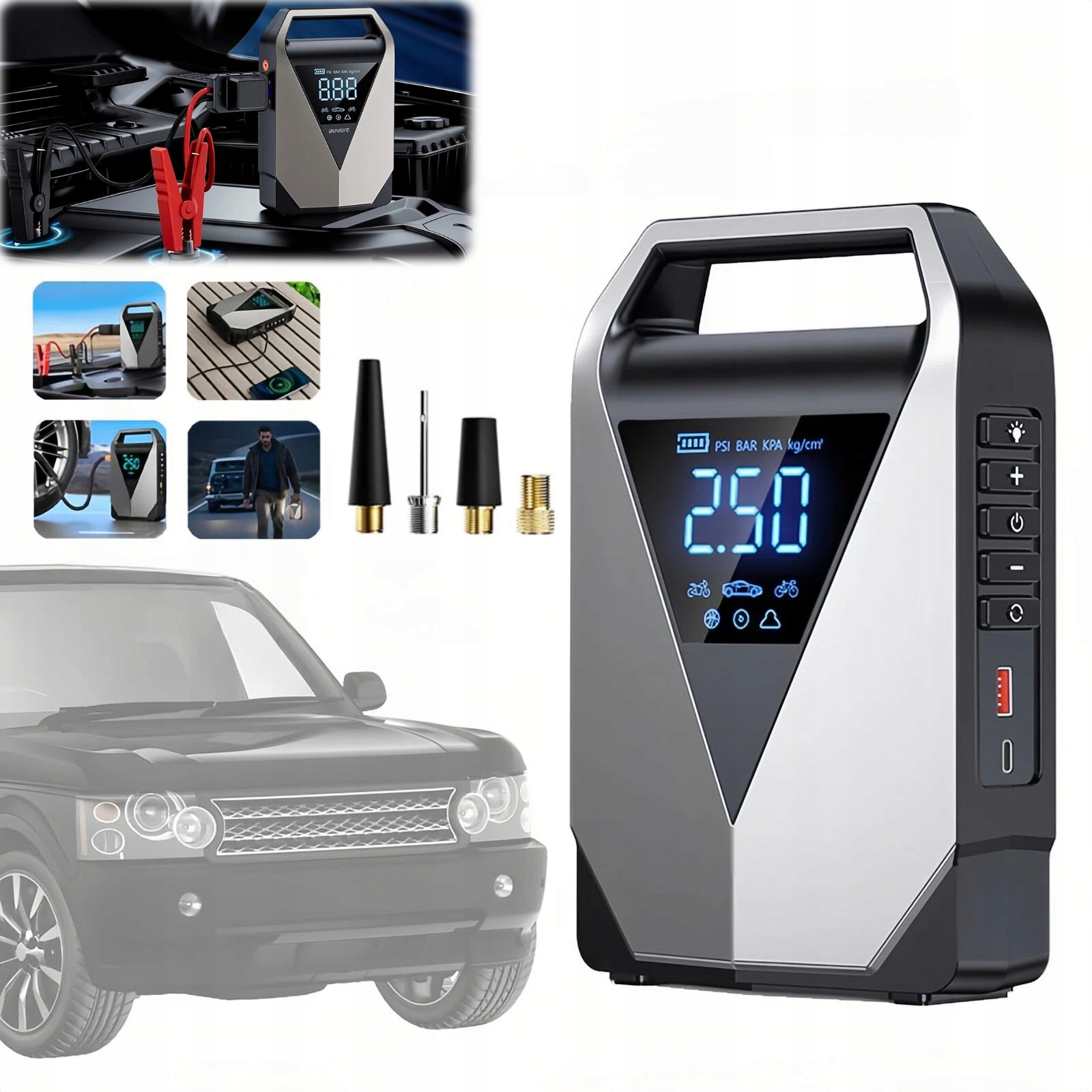 Kompresor Spúšťacie zariadenie Booster Jump Starter Air Pump 2v1 99880mAh