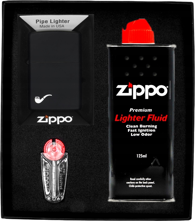 Sada Zippo Zapalovač Pipe Black Matte Dárkový No1