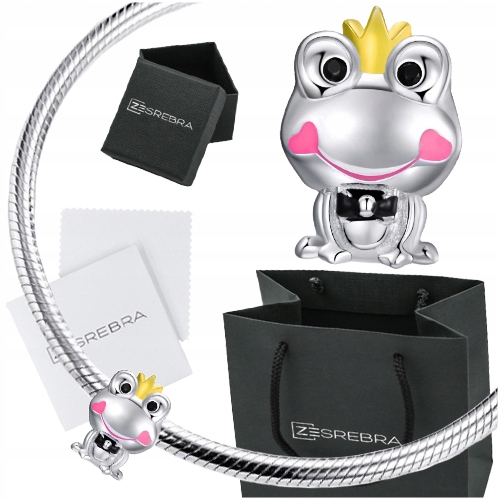 

Charms zawieszka Żaba Z Koroną koralik Srebro 925