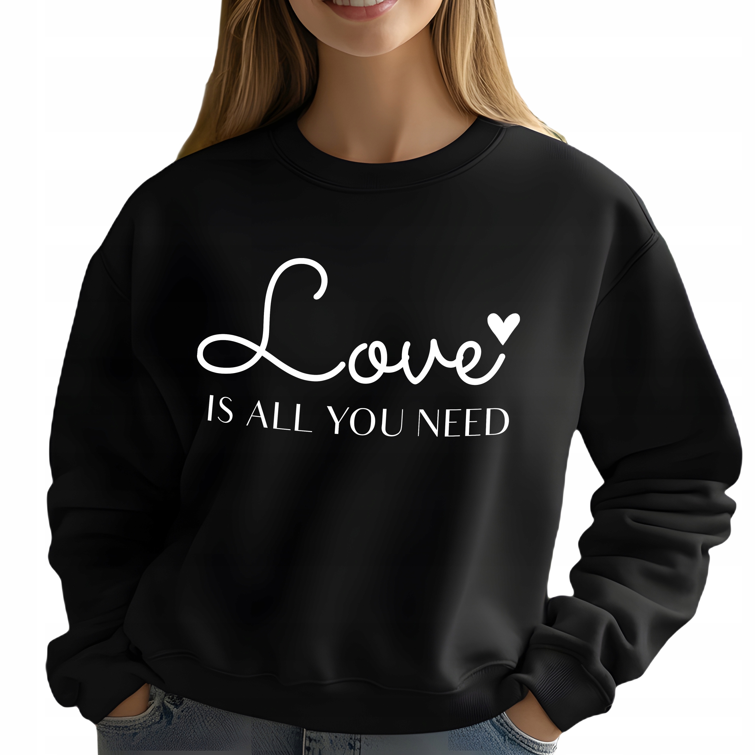 Mikina Černá Love All You Need Dárek Motivace Citáty Velikost XL