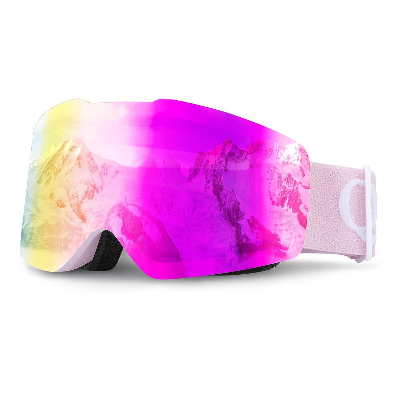 Bezrámečkové lyžařské brýle UV400, neparní, růžové, pro snowboard