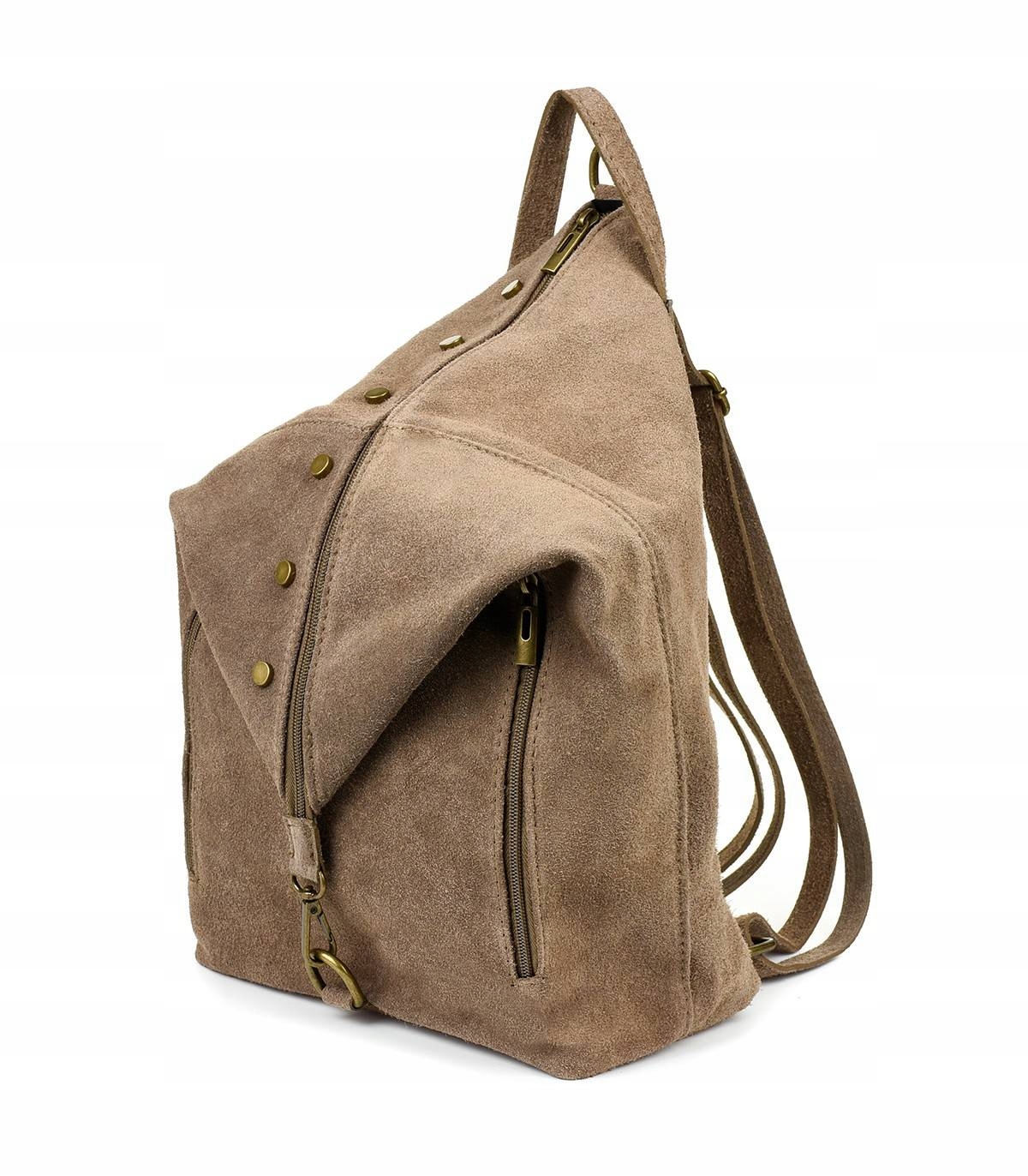 Batoh Dámský Kožený Semišový velký italský A4 kožená kabelka rozkládací