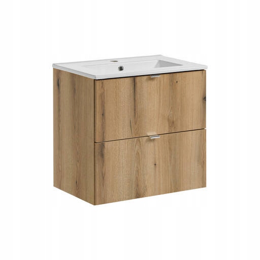 Szafka z umywalką ceramiczną 60 cm Nova Oak z szufladami