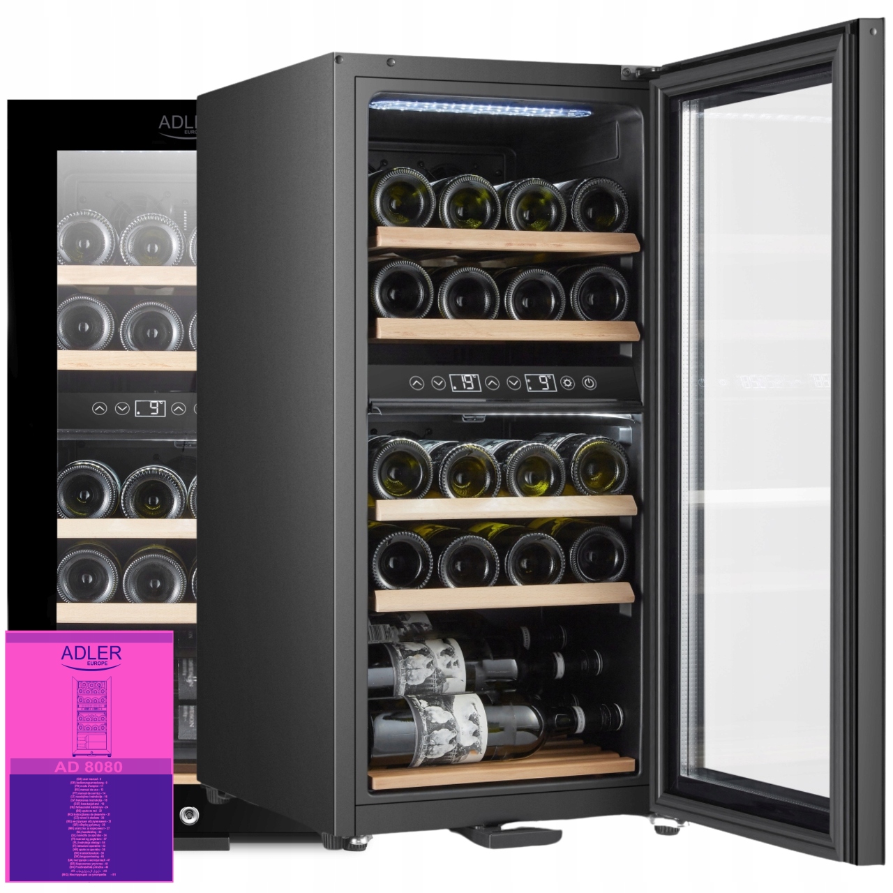 Chladnička na víno pre domáce spotrebiče Voľne stojace 24 fliaš Drevené police 60L