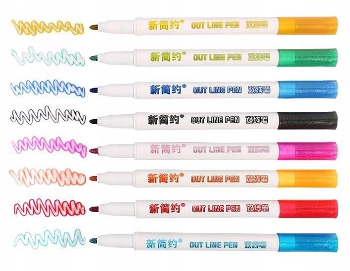 MAZAKI PISAKI DWUKOLOROWE 2w1 BŁYSZCZĄCE 8 sztuk Rodzaj mazaki