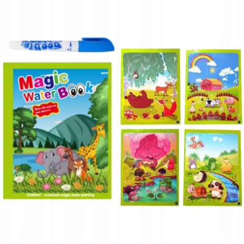 KOLOROWANKA WODNA INTERAKTYWNA WIELOKROTNEGO UŻYTKU DLA DZIECKA Materiał papier