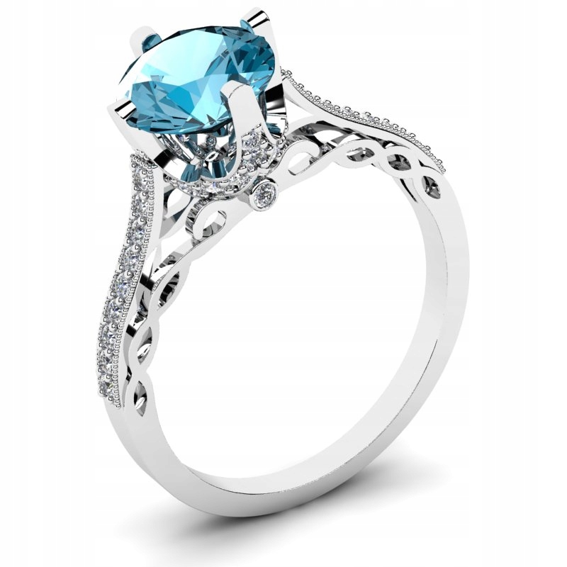 

Pierścionek Białe Złoto Z Niebieską Cyrkonią