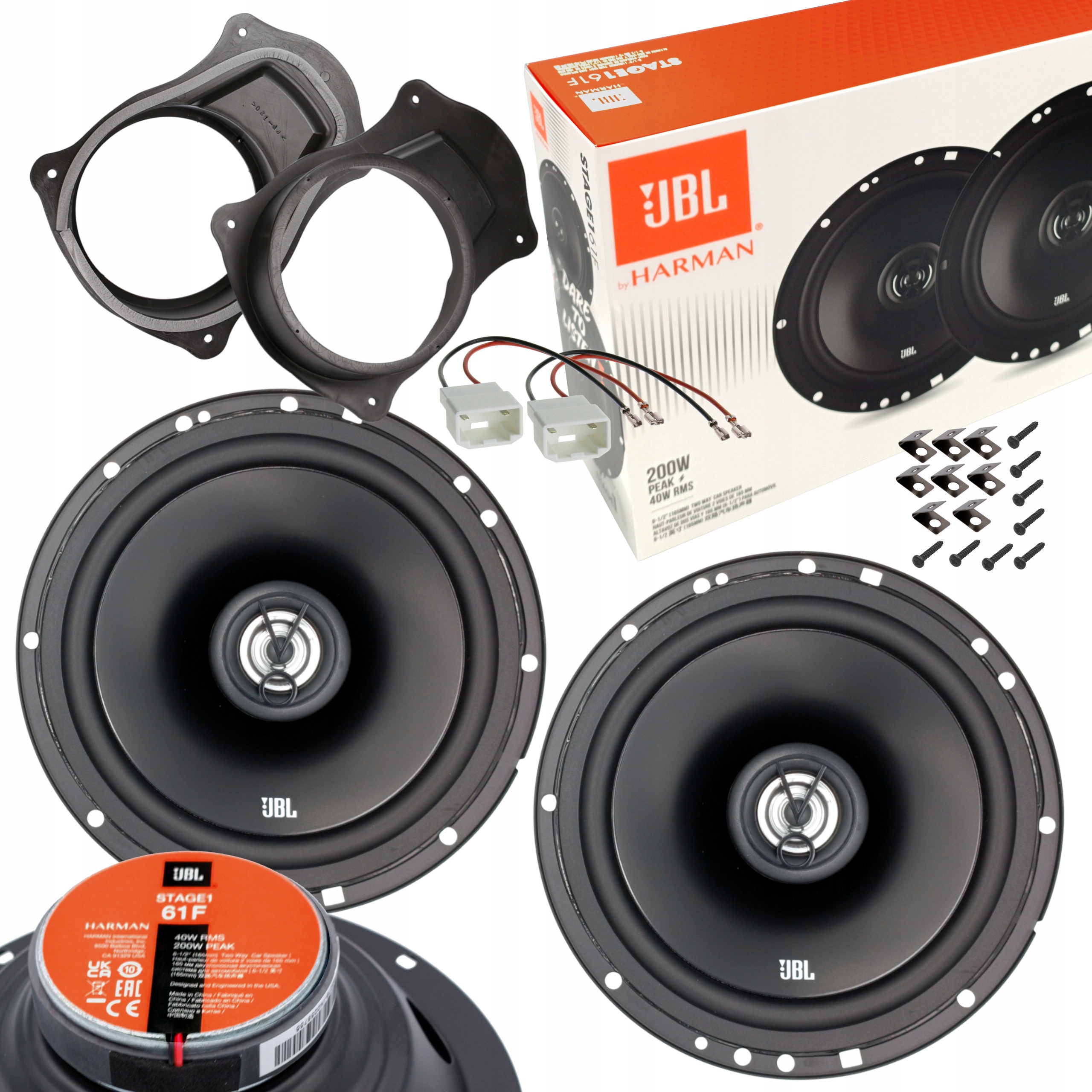 JBL Głośniki samochodowe 200W dystanse do FORD TRANSIT CONNECT DRZWI PRZÓD