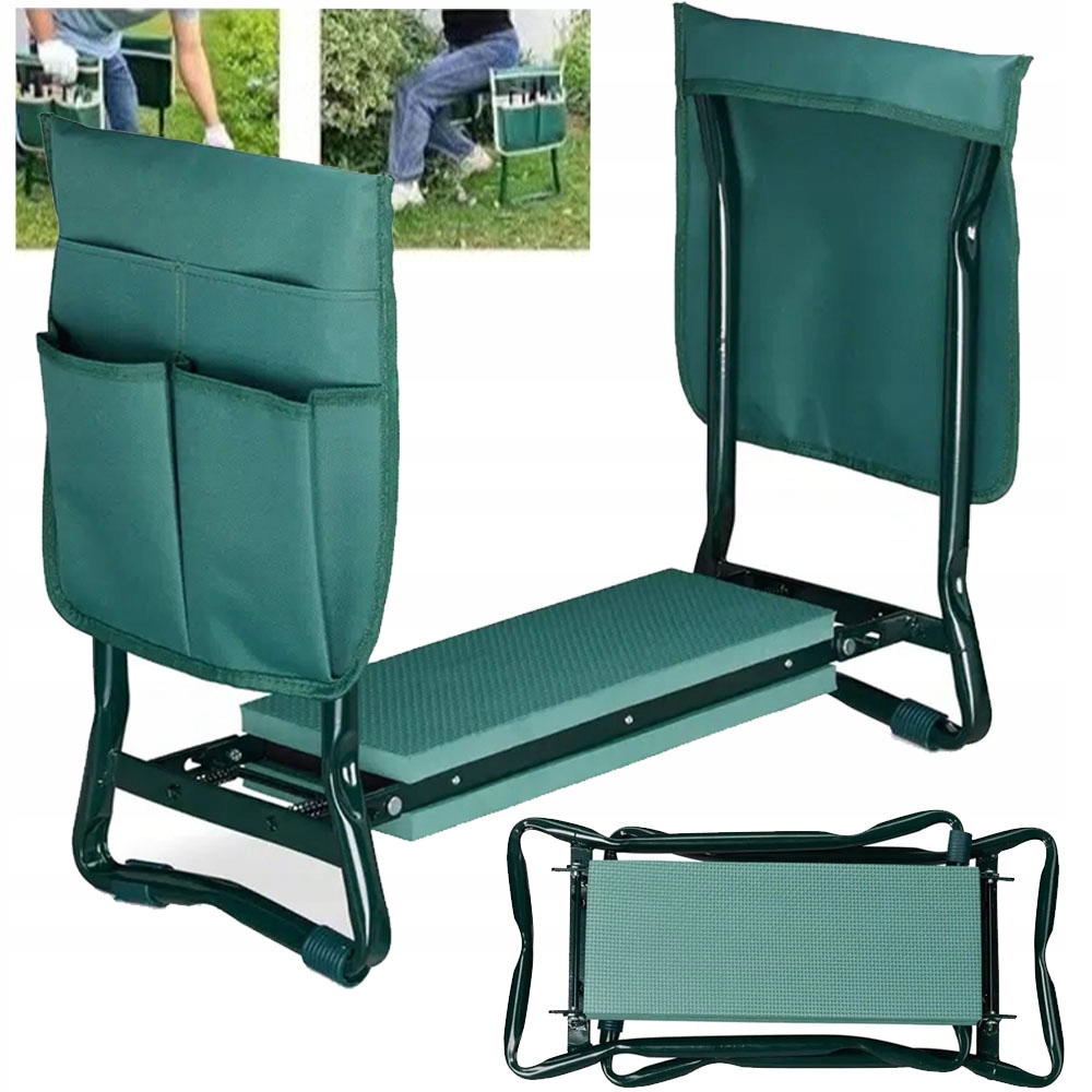 Klecznik Skládací S Polštářkem Pohodlný Zahradní 2v1 Kapsy