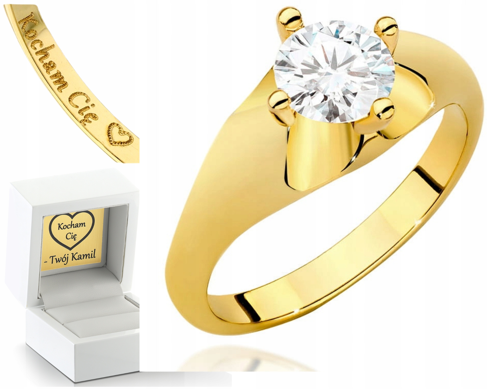 Žluté Zlato Prstýnek 14K Laboratorní Diamant Luxus A Prestiž