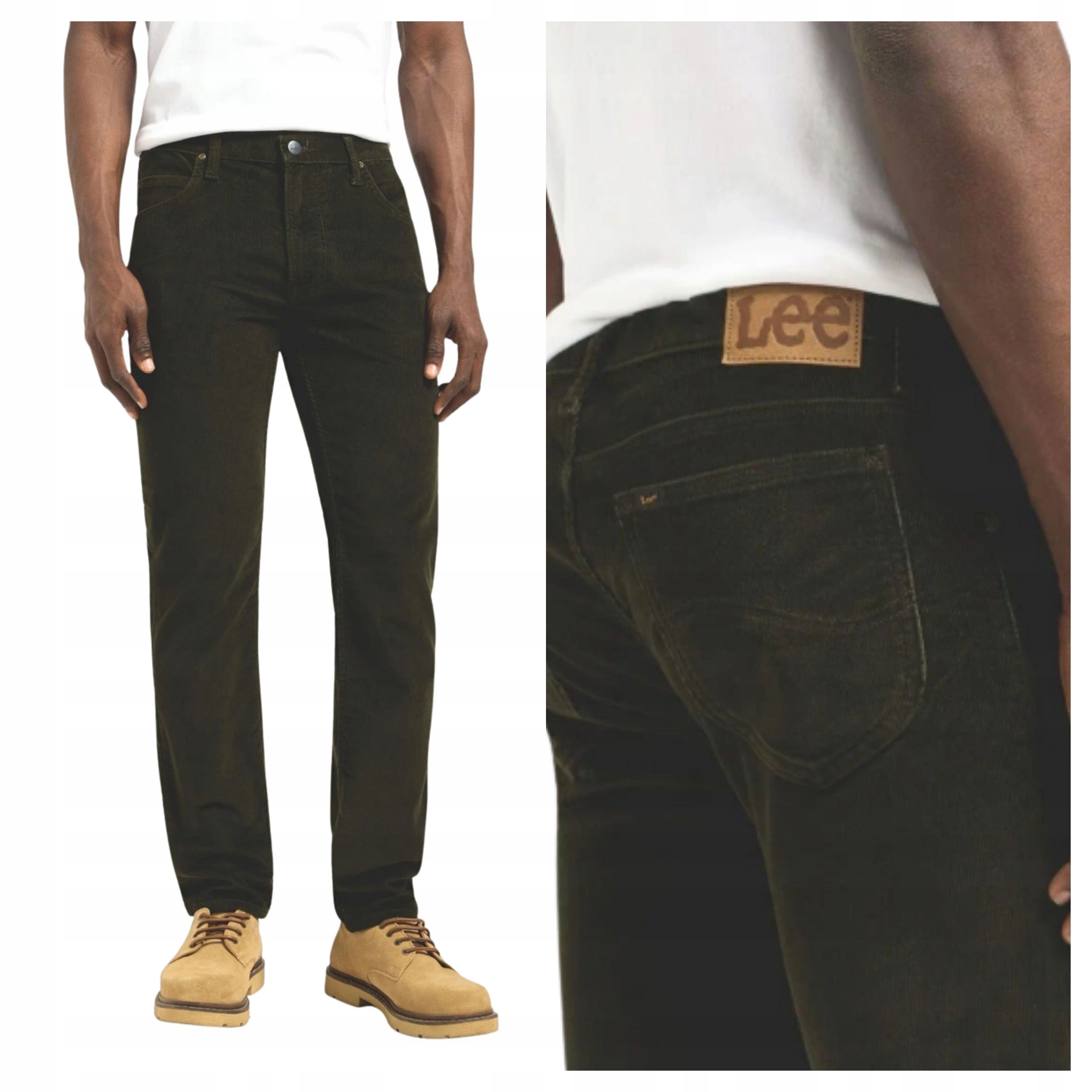 Pánské kalhoty Lee Rider Slim Fit Šusťákově zelené Olive Night W33 L32