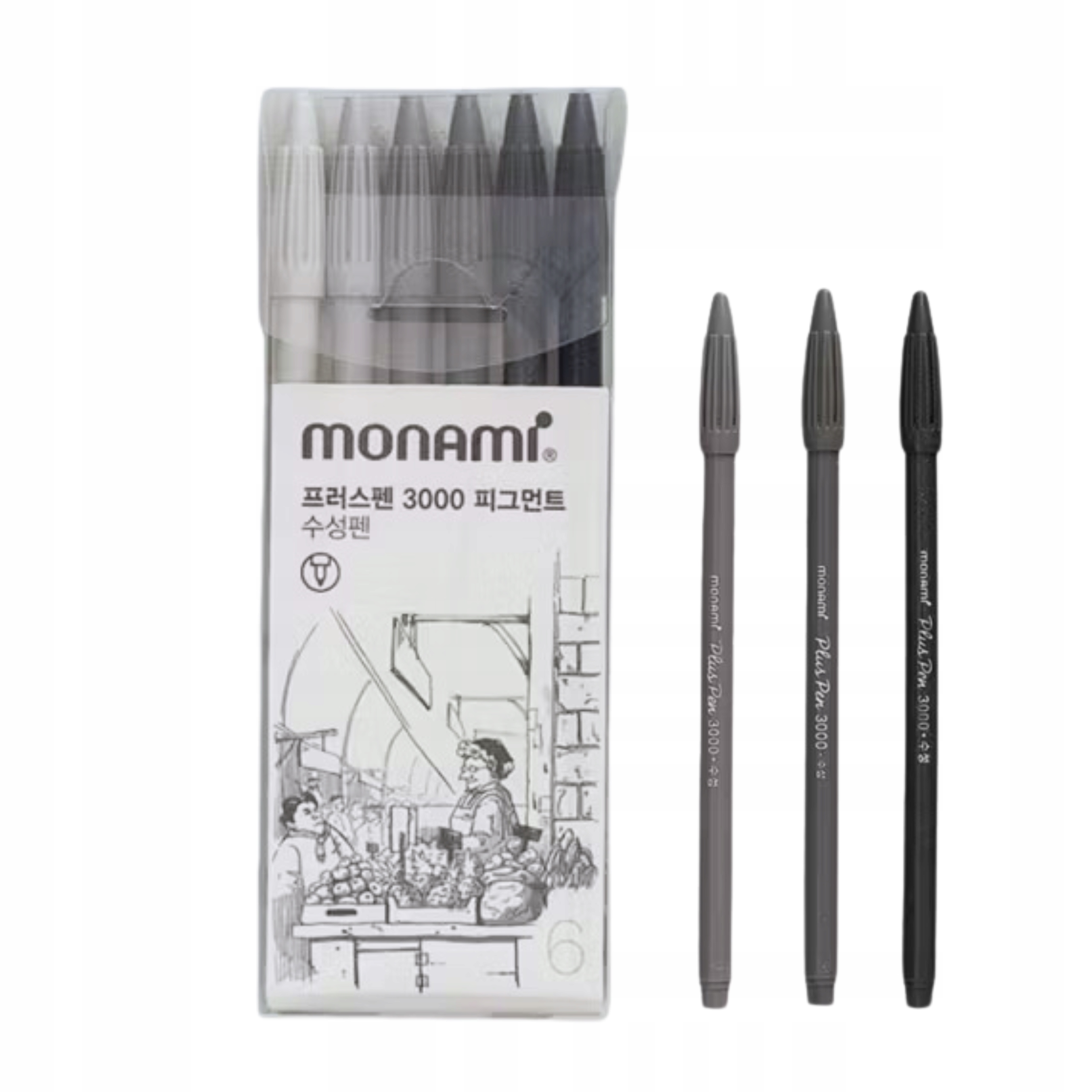 Flamastry Plus Pen 3000 -6 kolorów szarości