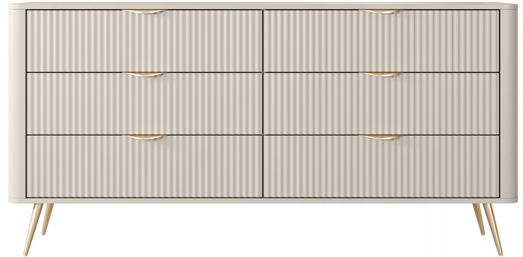 Komoda Avento Beżowa 163,2 x 81,2 x 38 cm Ryflowany Front 6 szuflad Fenwood