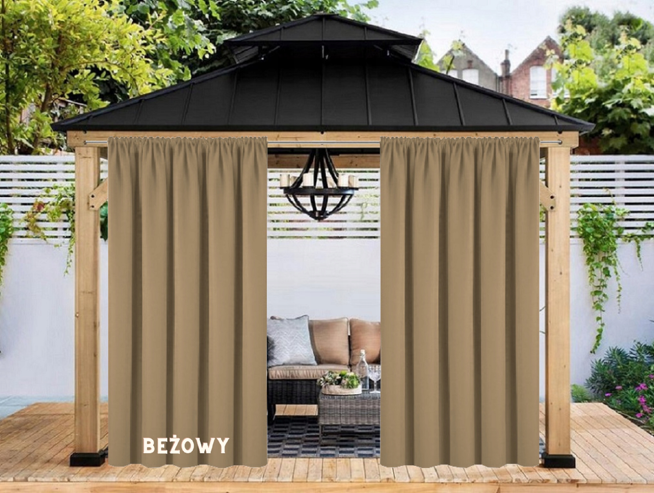ZASŁONY OGRODOWE 155x200 DO ALTANY TARASU WODOODPORNE ZASŁONA NA ZEWNĄTRZ Długość 200 m