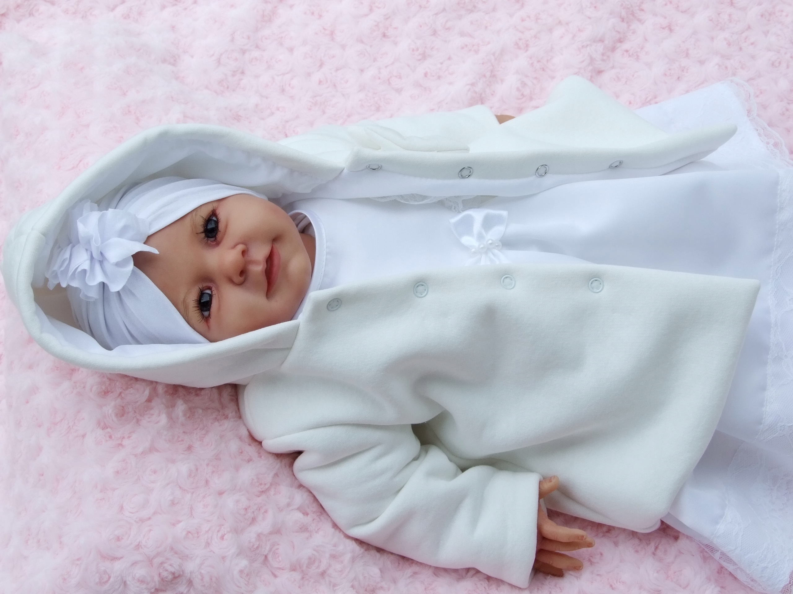 Płaszczyk + czapka ZESTAW kremowy/różowy 56r Rodzaj inny