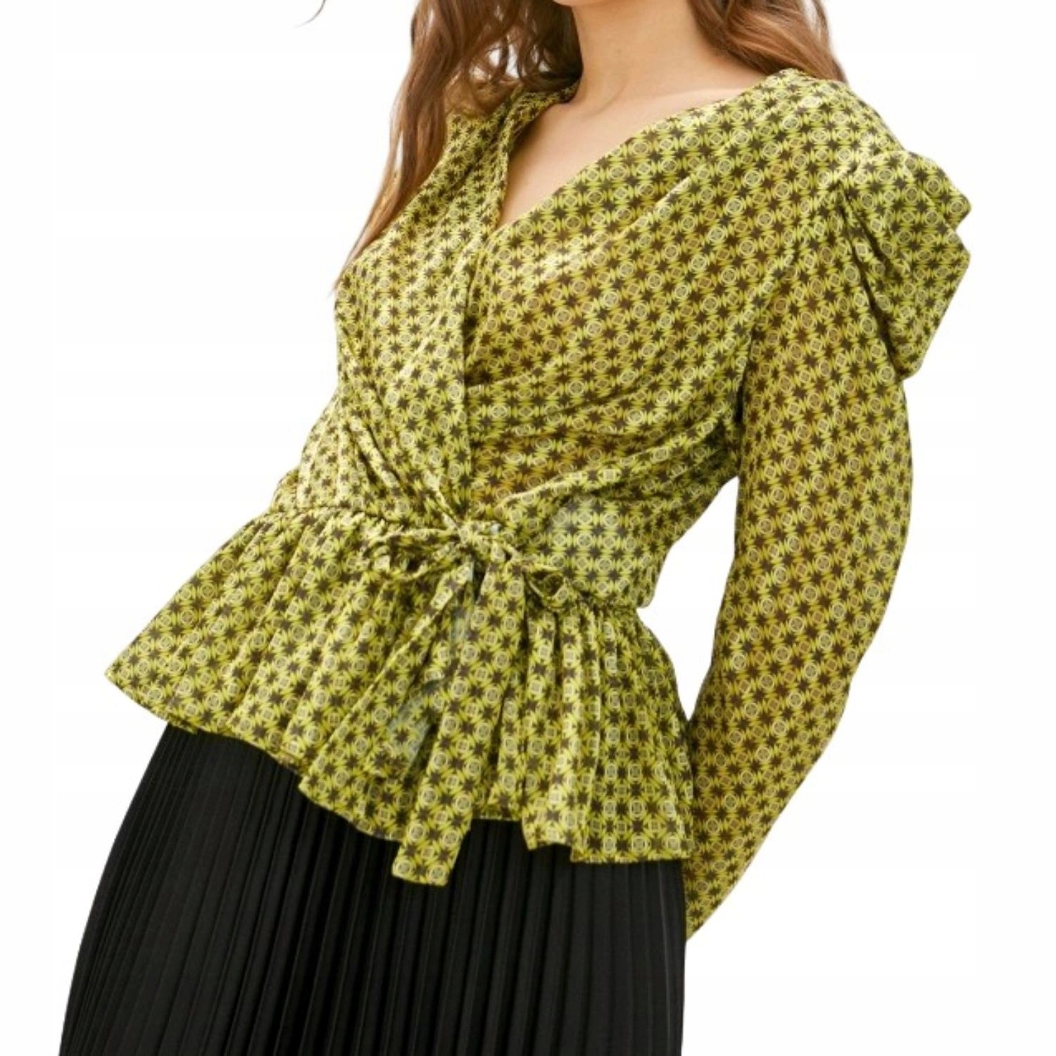 Dámská vzorovaná košilová halenka Silvian Heach s volánky a zavazováním vel. S