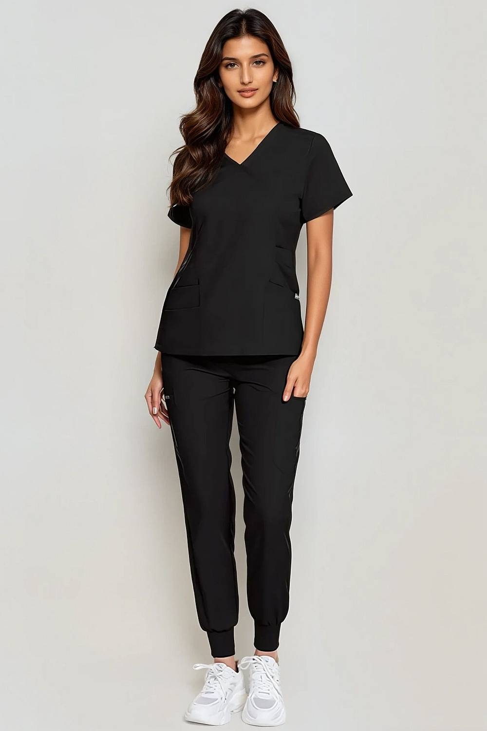 Komplet Medyczny Damski Scrub Uniform, Model Cure, Kolor Black, Rozmiar XL