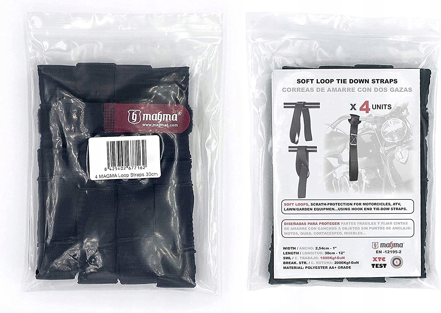 4 x PASY TRANSPORTOWE MOCUJĄCE MOTOCYKL EN-12195-2 Stan opakowania oryginalne