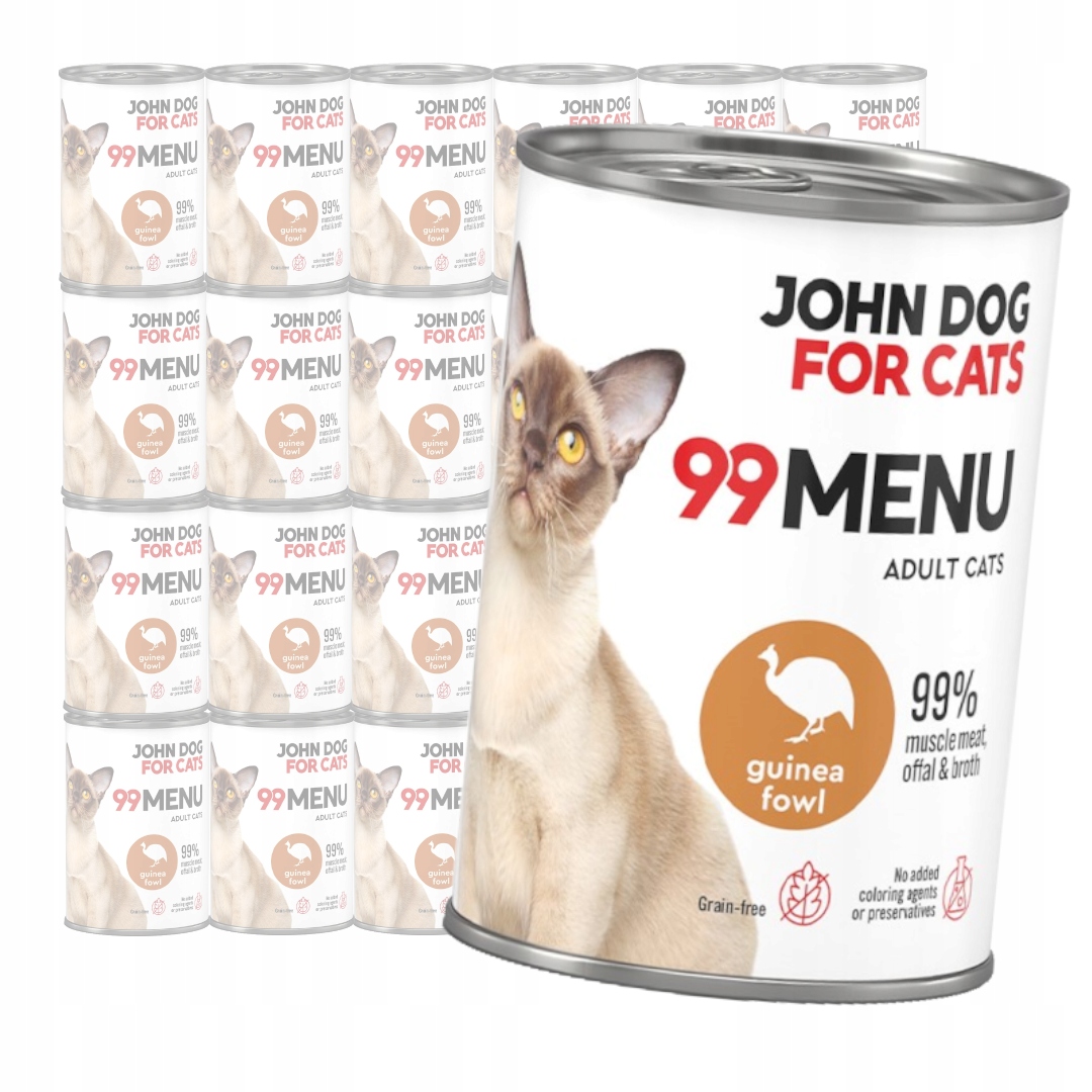 John Dog for Cats 99 Menu Mokré Krmivo Pro Kočky s perličkami 24 x 400 g