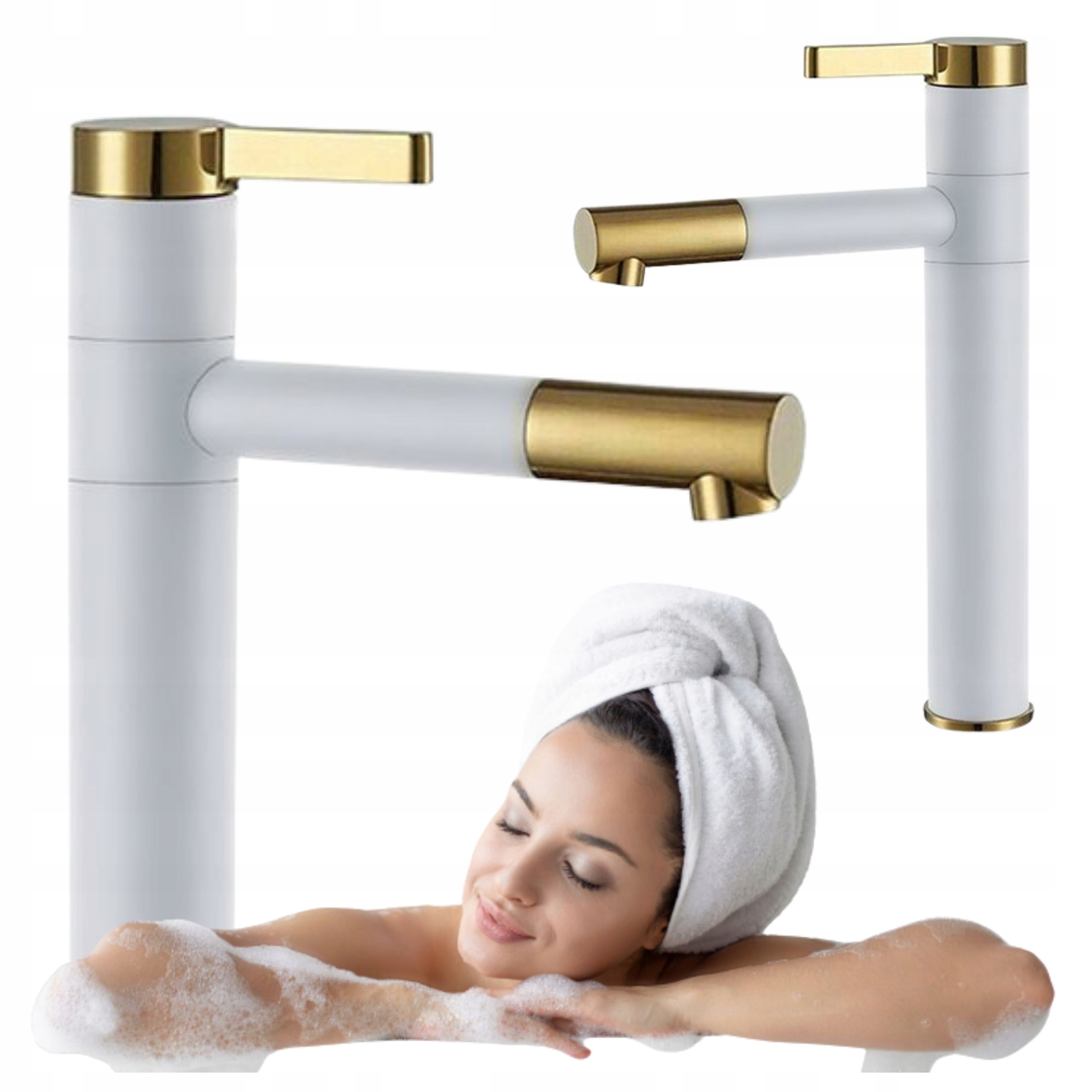 Stojánková Umyvadlová Baterie Gio Vysoká Perlátor Bílo-zlatá