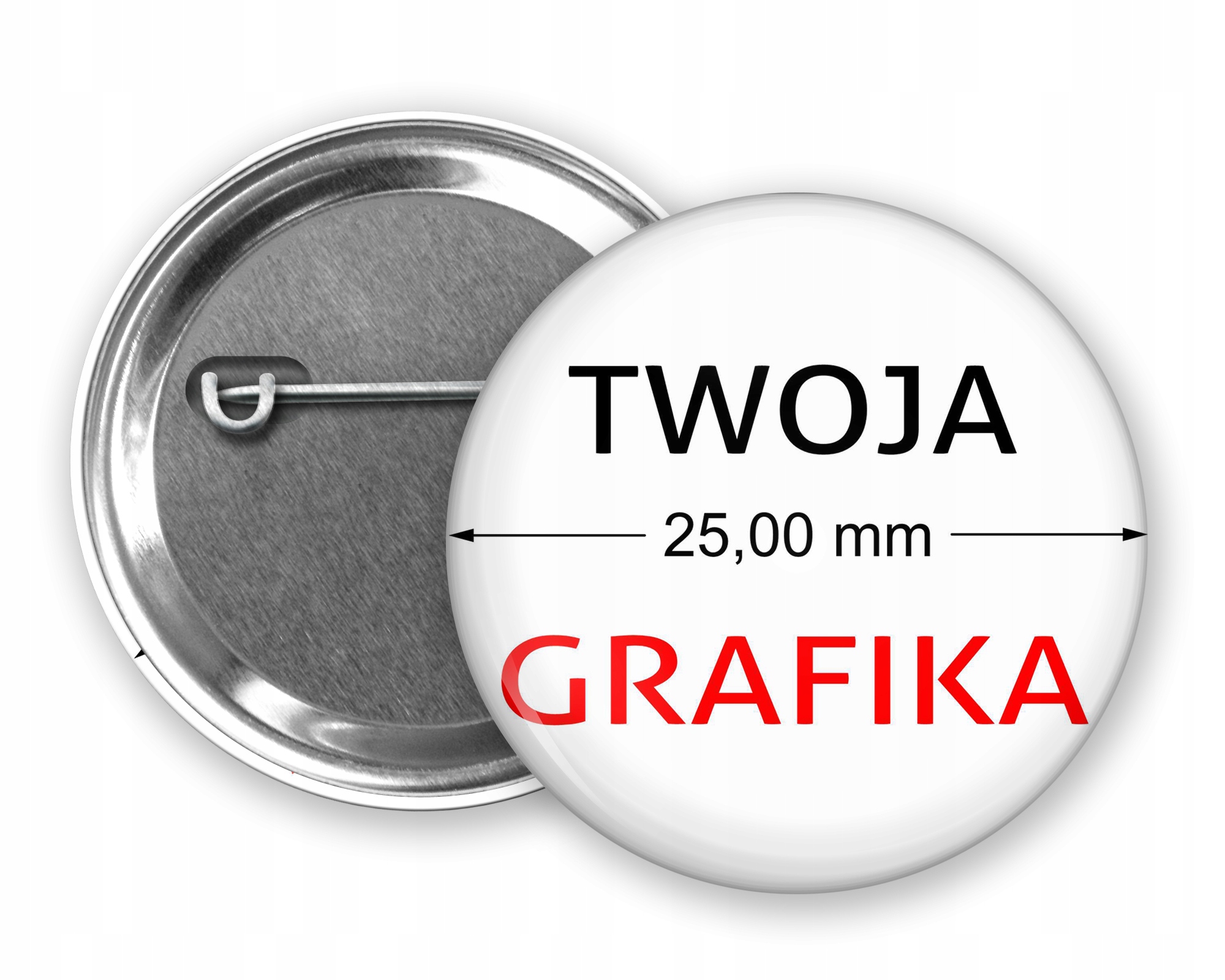 Булавки 25mm ваша графика надпись BUTTON logo