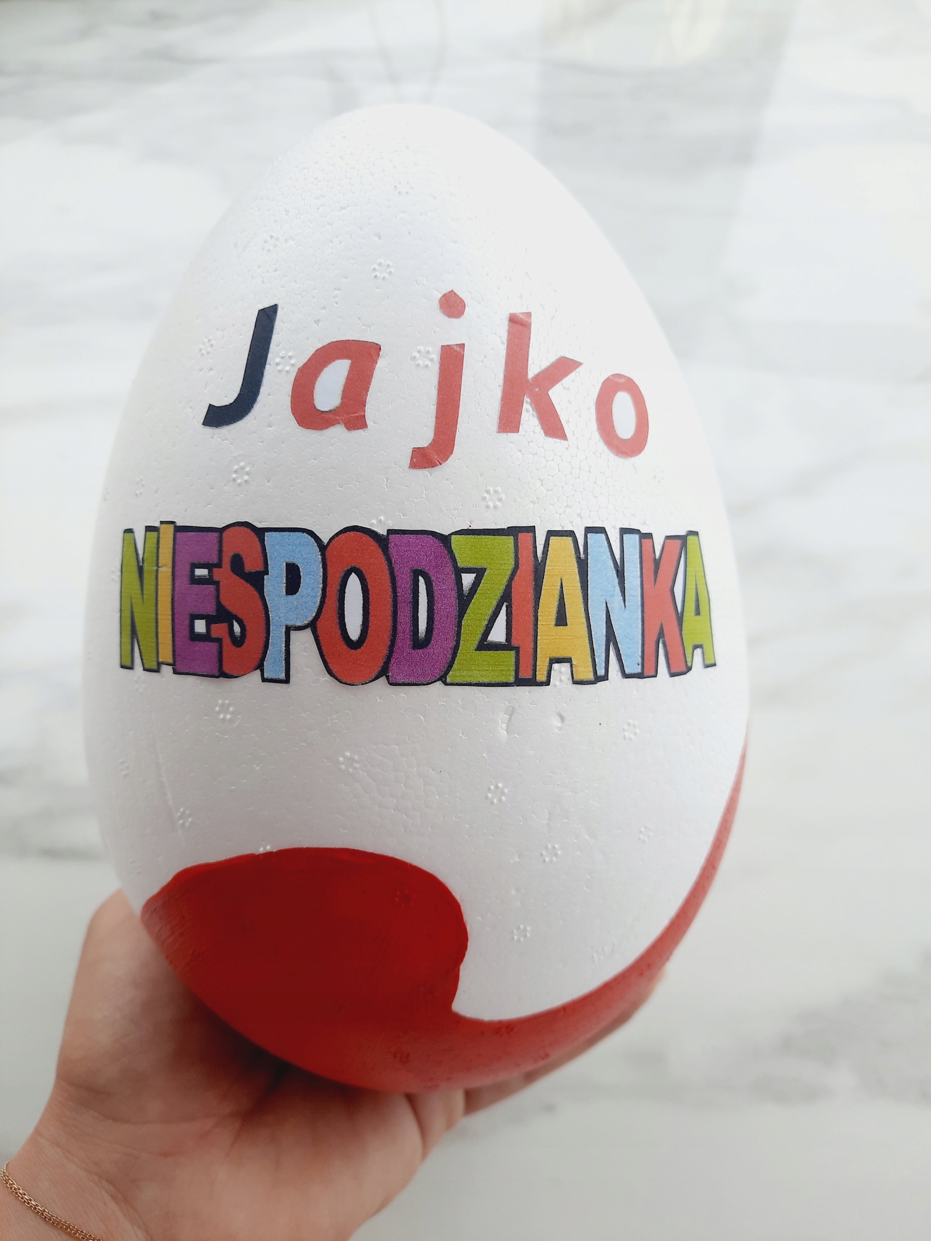 Vajíčko s překvapením XL velké s obsahem sladkosti se Jménem Dítěte 20 cm