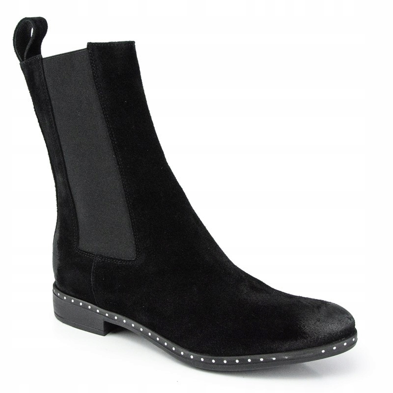 CARINII B7758 BOTKI SZTYBLETY SKÓRA ZAMSZ CZARNE