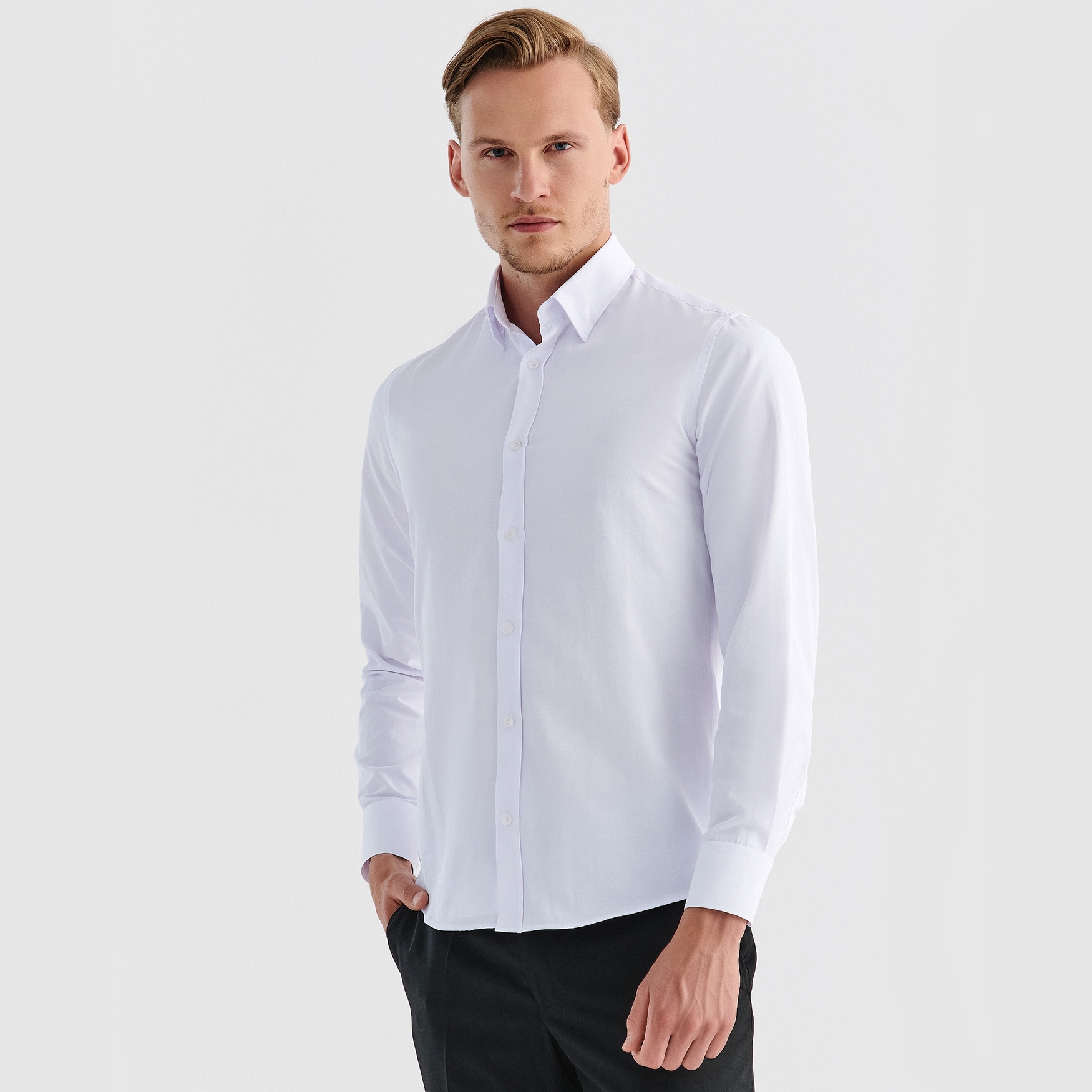 Bílá pánská košile s bavlnou Pako Lorente M