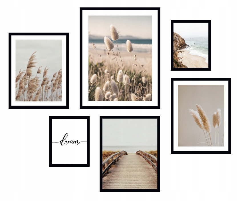 

6x Obraz W Ramie Plakaty Ramka Boho Trawa Pampas