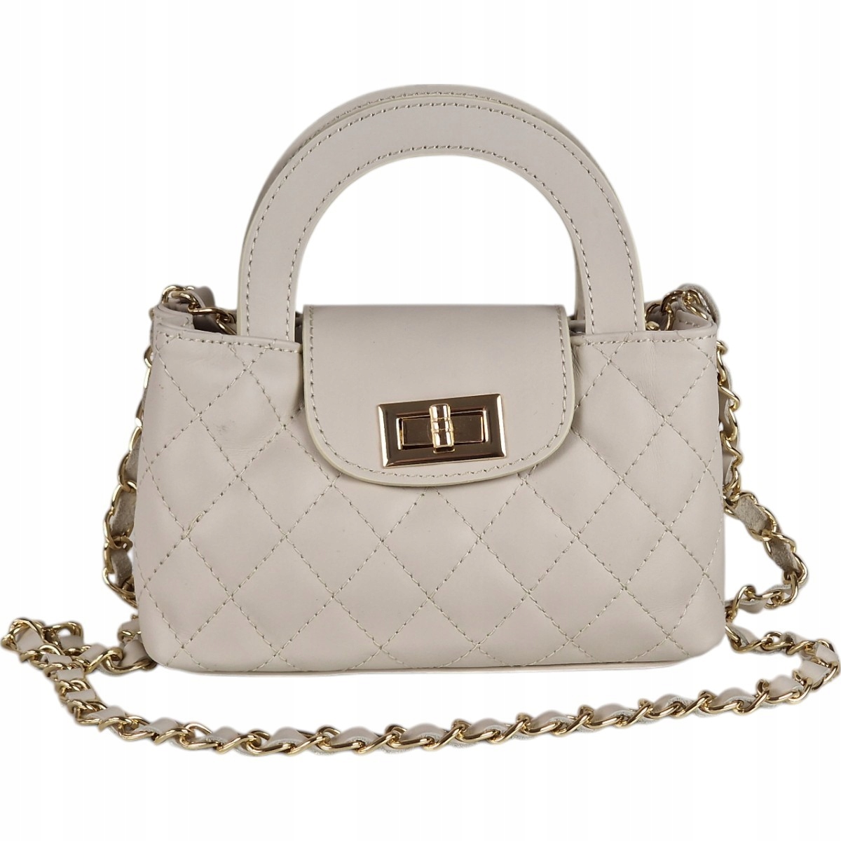 Massimo Contti kabelka přes rameno přírodní kůže prošívaná béžová do ruky