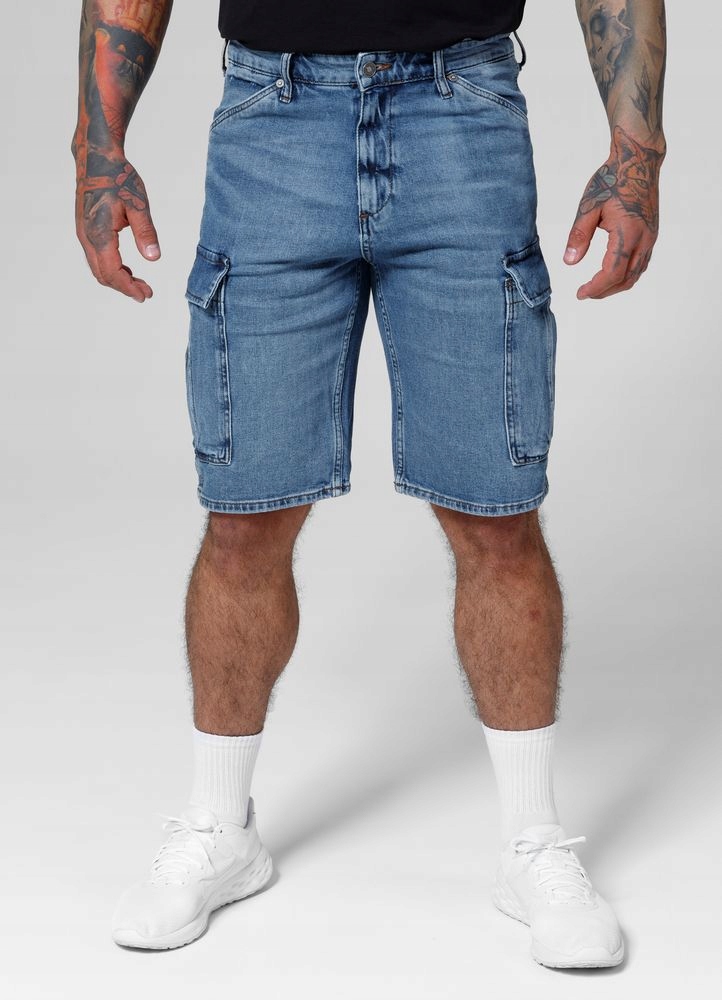 Pánské džínové šortky Kapsáče Pitbull Classic Wash Deerhorn Kraťasy Jeans
