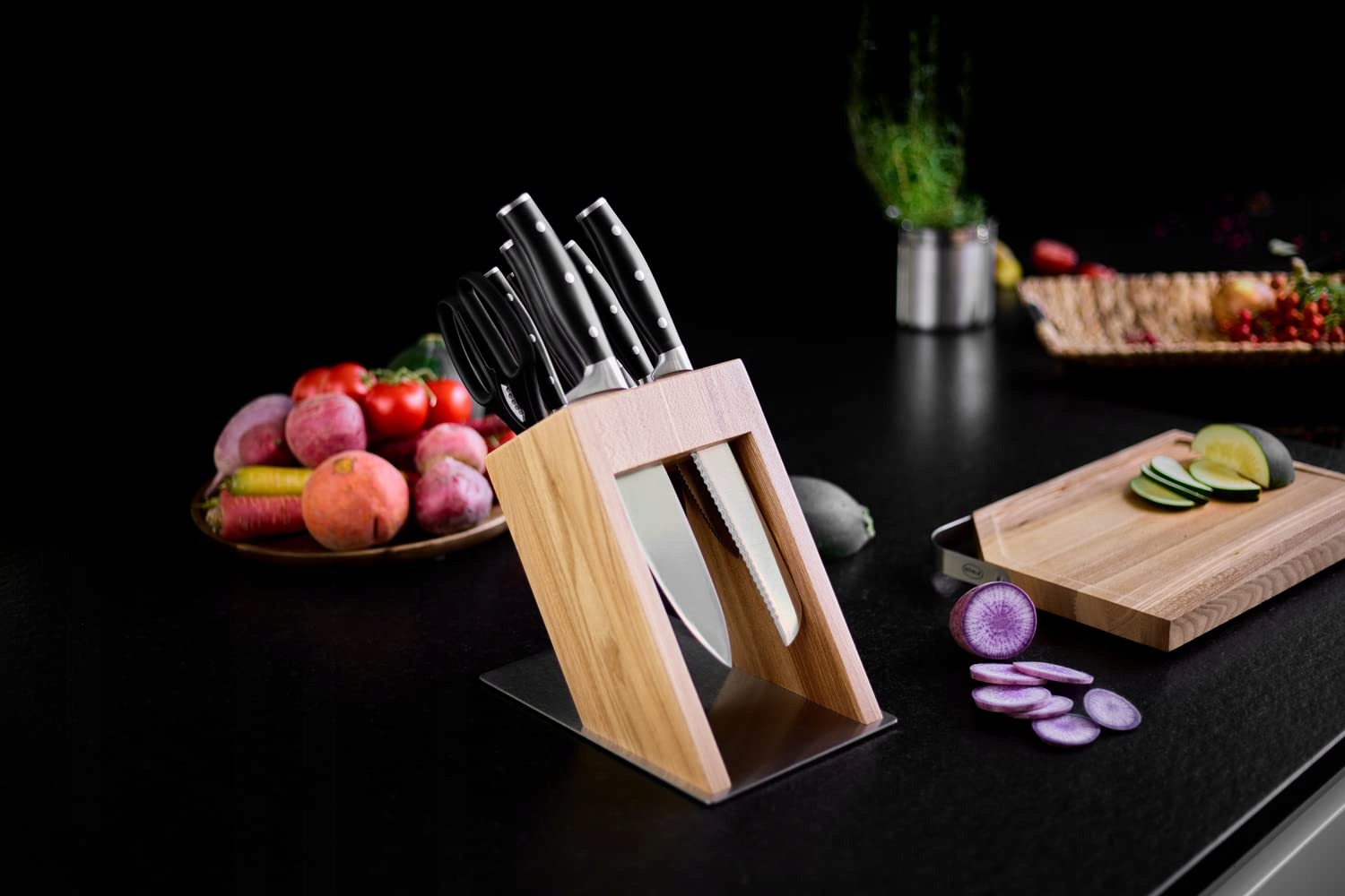 RÖSLE Blok Na Noże Design Stal Nierdzewna Drewno Wiązu Bez Noży — miniatura 2